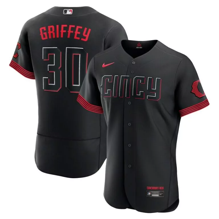 Ken Griffey 30 Cincinnati Reds Jersey Black Men Inverted Red White