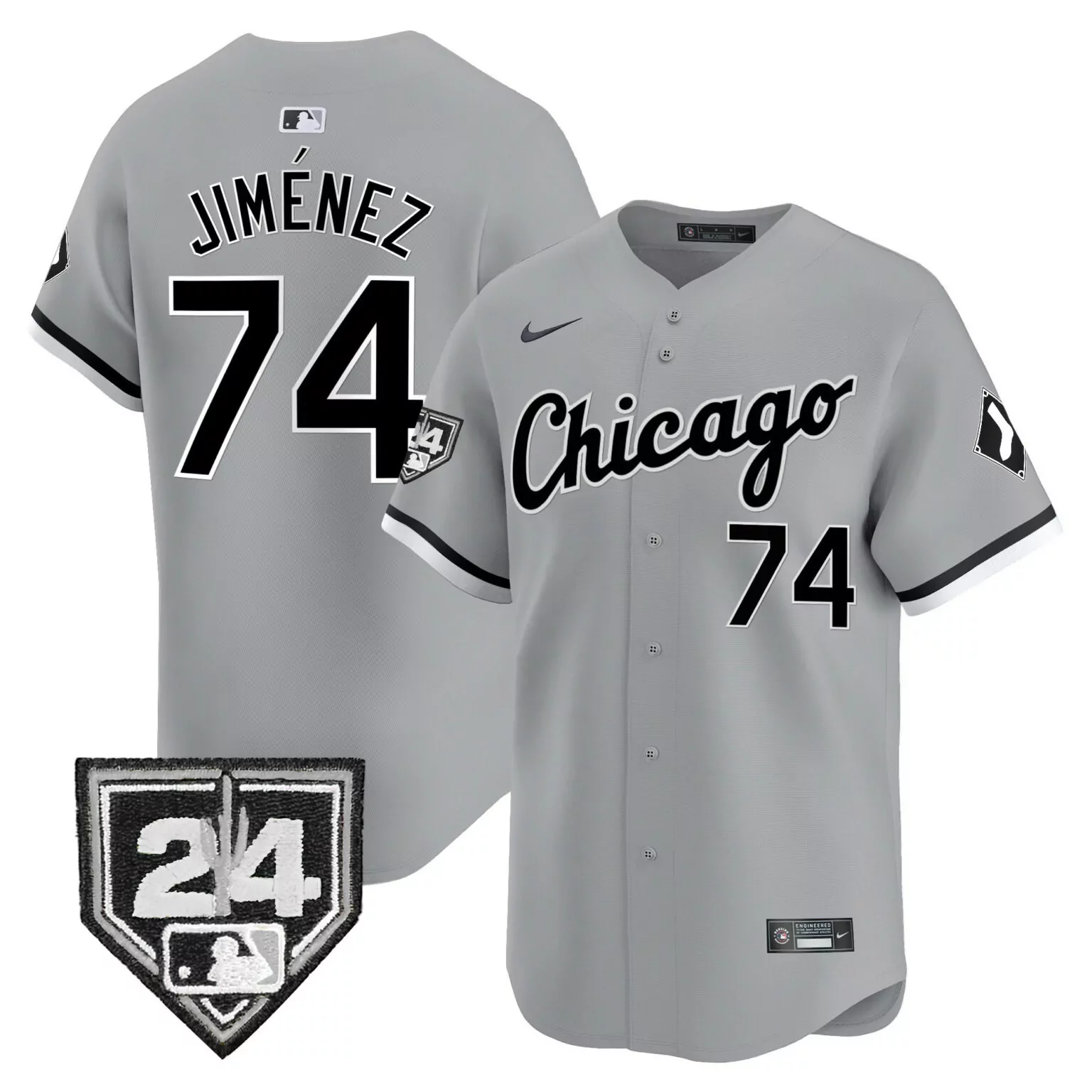 Eloy Jimenez 74 Chicago White Sox Jersey Gray Men Black All Stitched