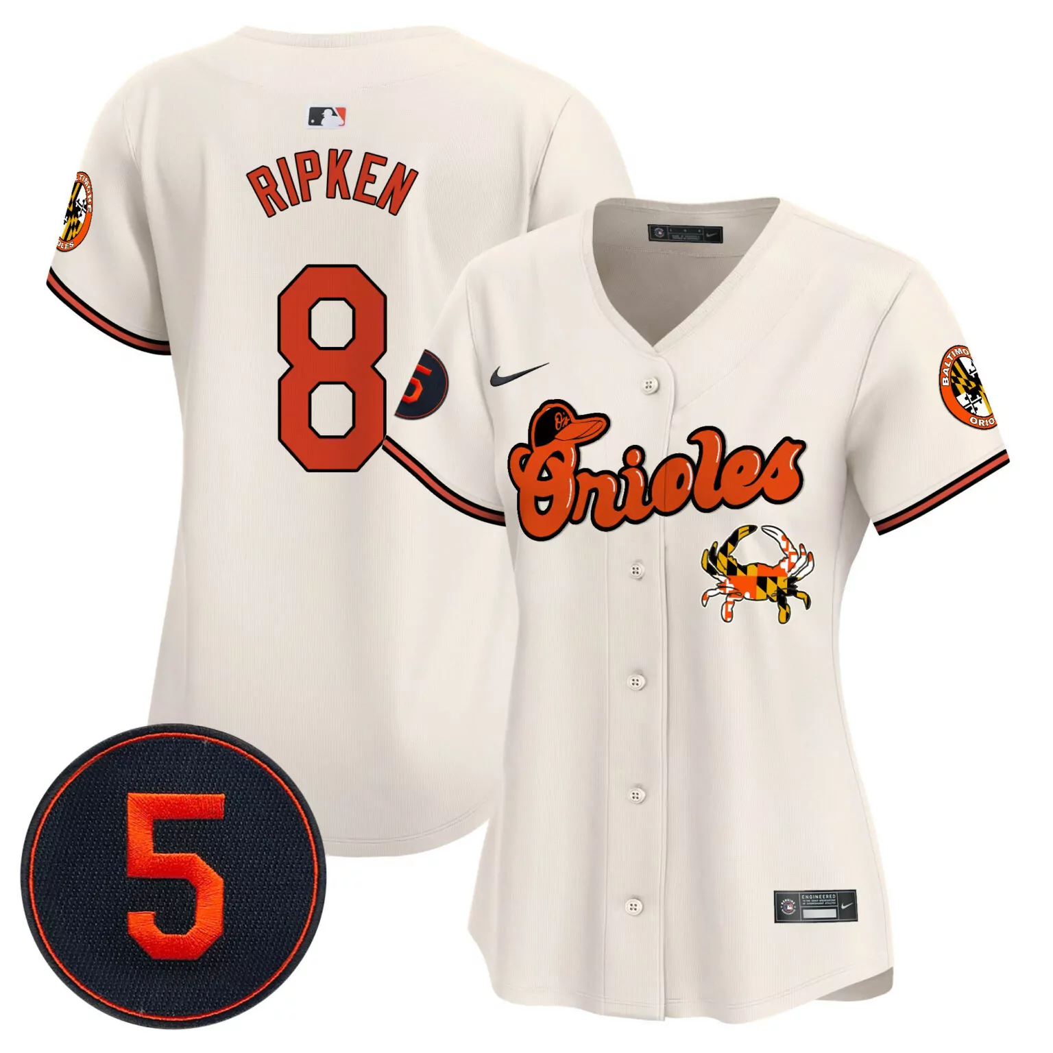 Cal Ripken 8 Baltimore Orioles Jersey Cream City Connect Maryland Flag Crab Men Split Design