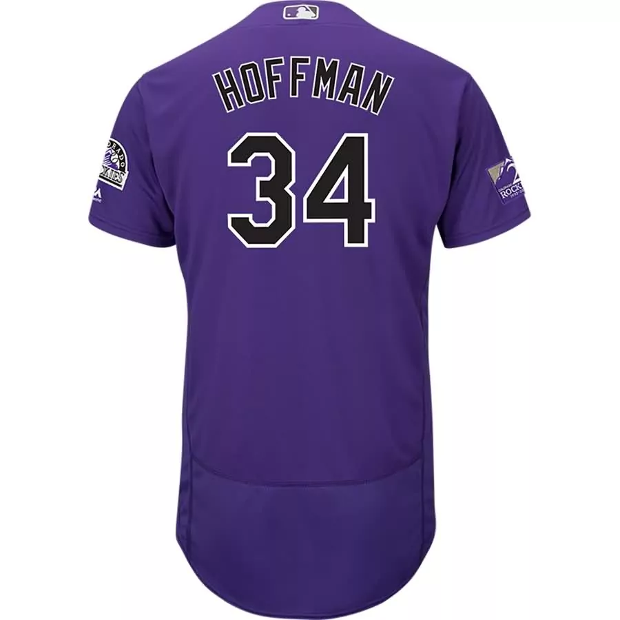 Jeff Hoffman 34 Colorado Rockies Jersey Purple Men Black White Flex Base