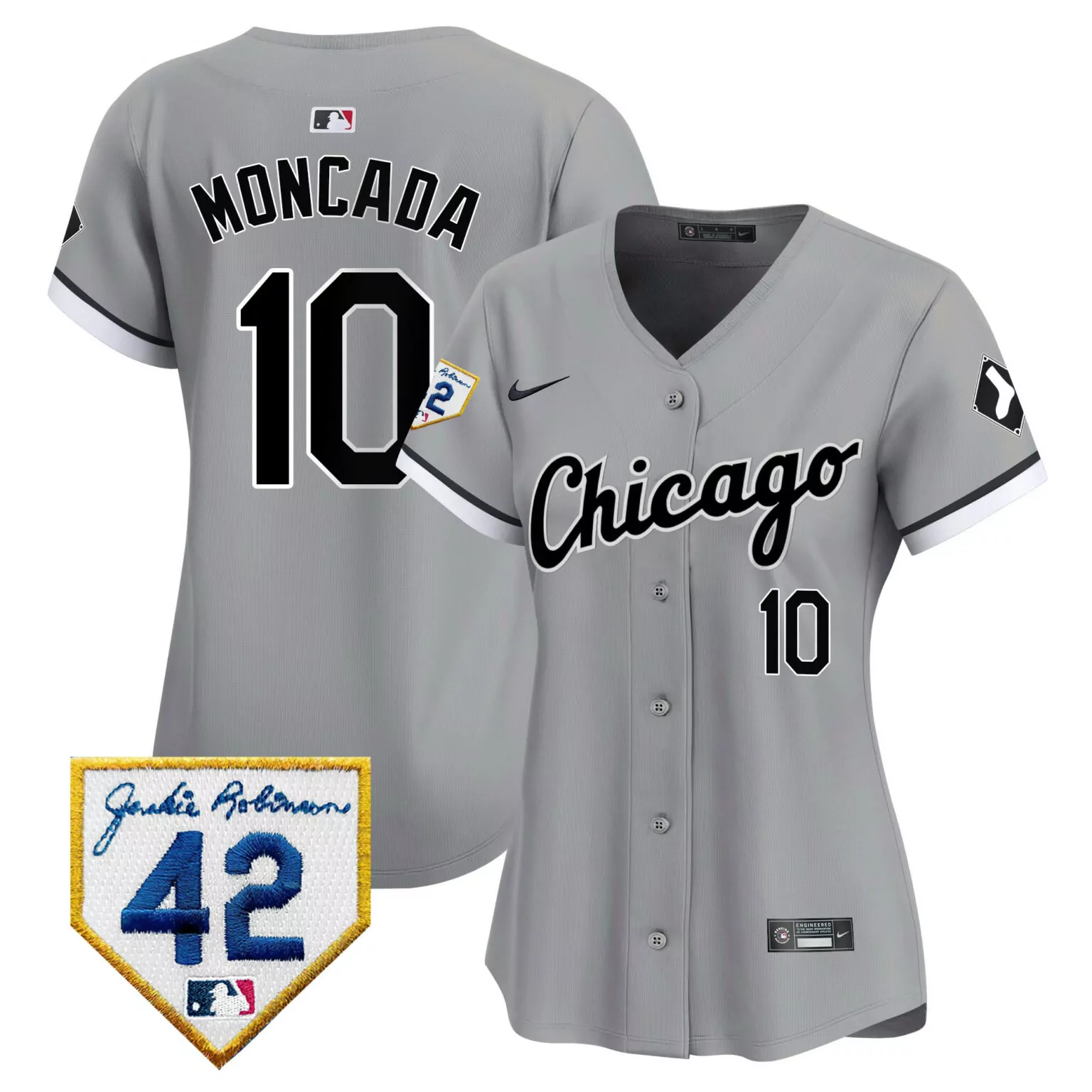 Moncada 10 Chicago White Sox Jersey Gray Jackie Robinson 42 Men Black All Stitched