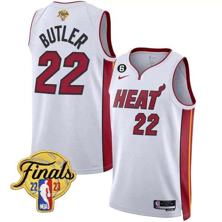 Lawrence Butler 22 Heat Jersey White Finals 2023 Men Red Yellow v2 All Stitched