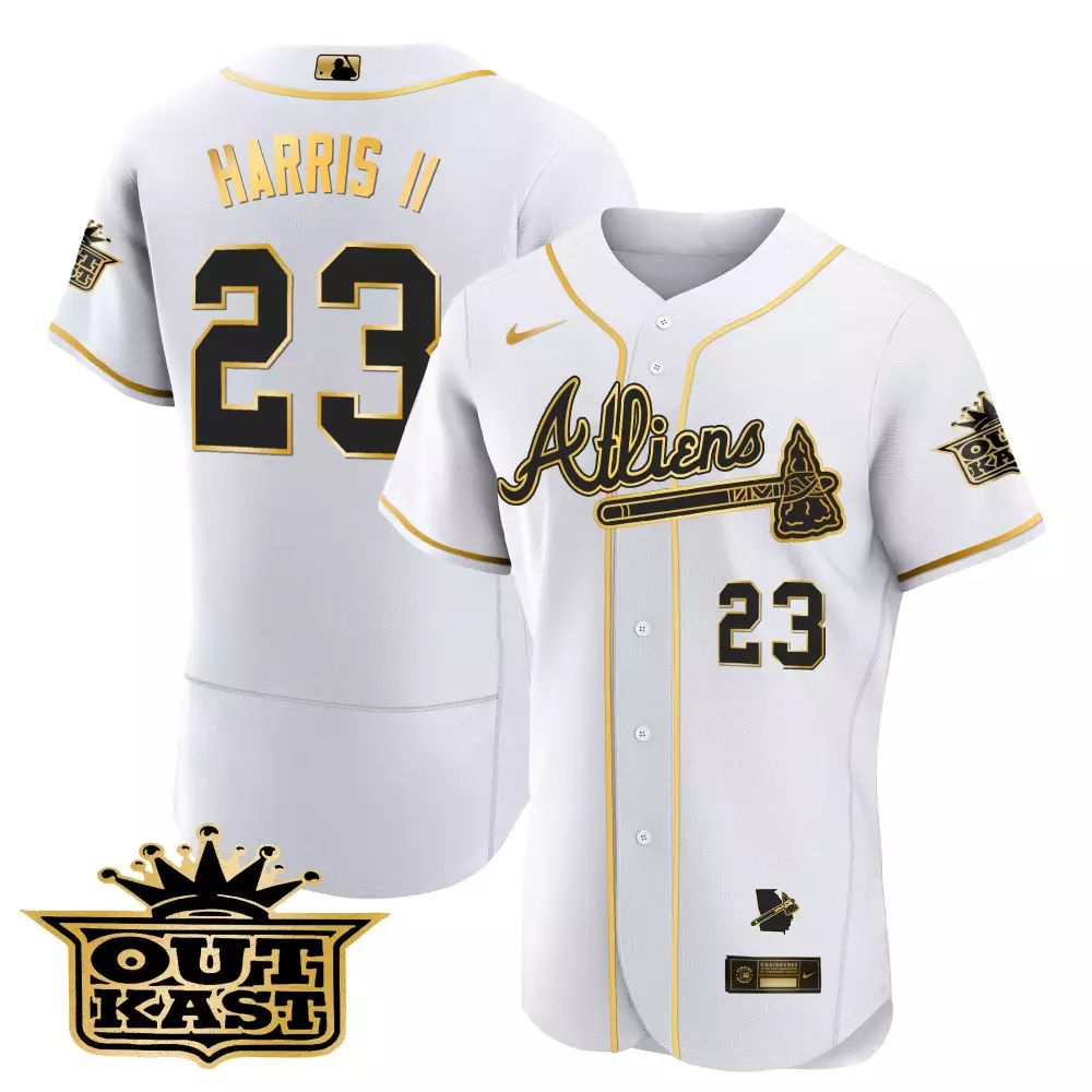 Harris Ii 23 Atlanta Braves Jersey White Outkast Georgia State Outline Men Alternate