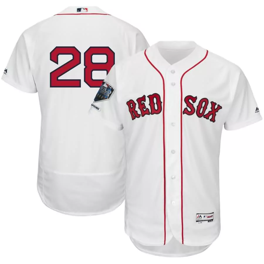 Jd Martinez 28 Boston Red Sox Jersey White World Series Champions Men Navy Home Flex
