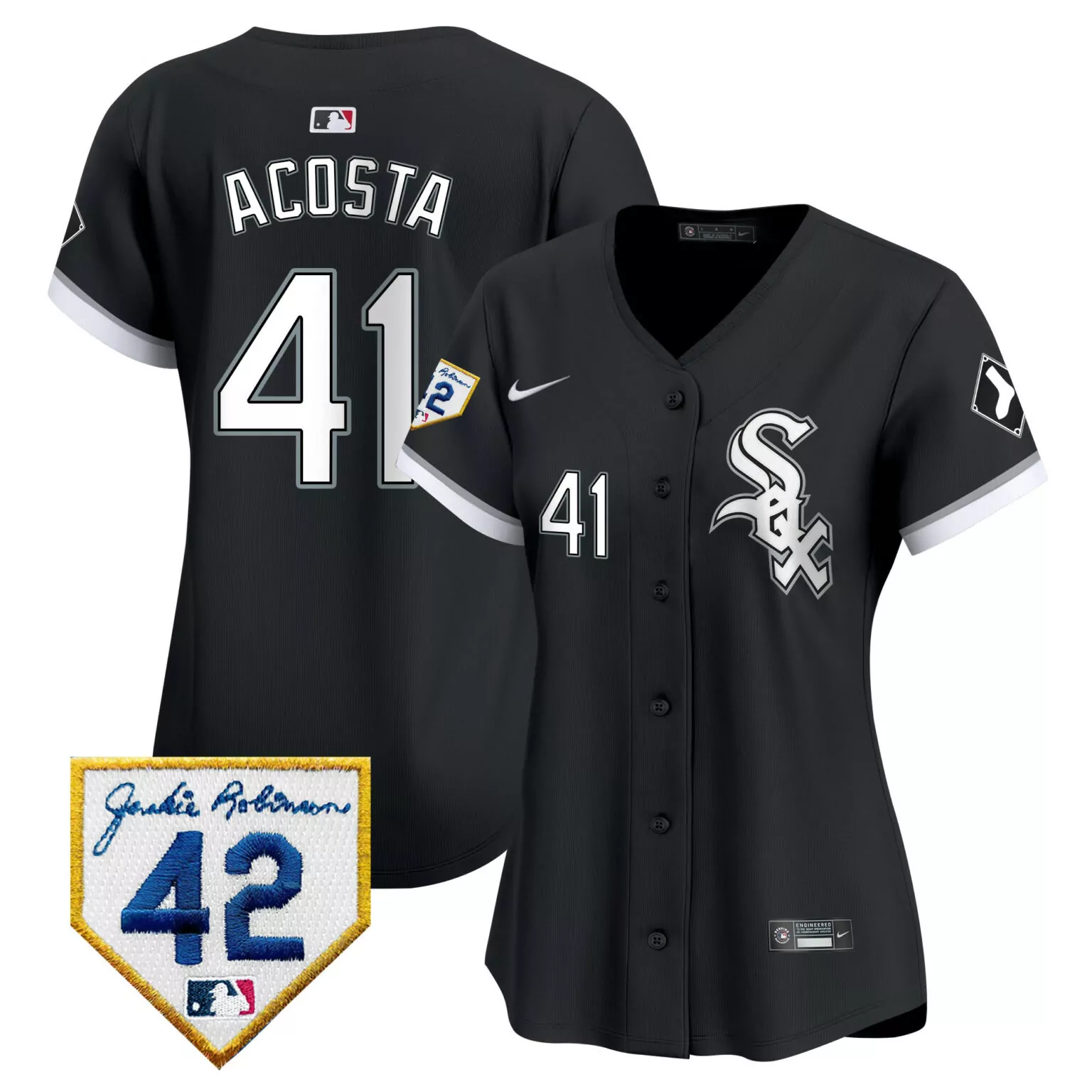 Cy Acosta 41 Chicago White Sox Jersey Black Jackie Robinson Day 42 Men Silver All