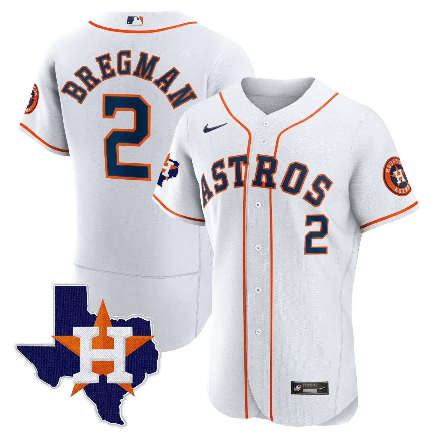 Alex Bregman 2 Astros Jersey White Men Orange Navy Blue Flex Home All Stitched