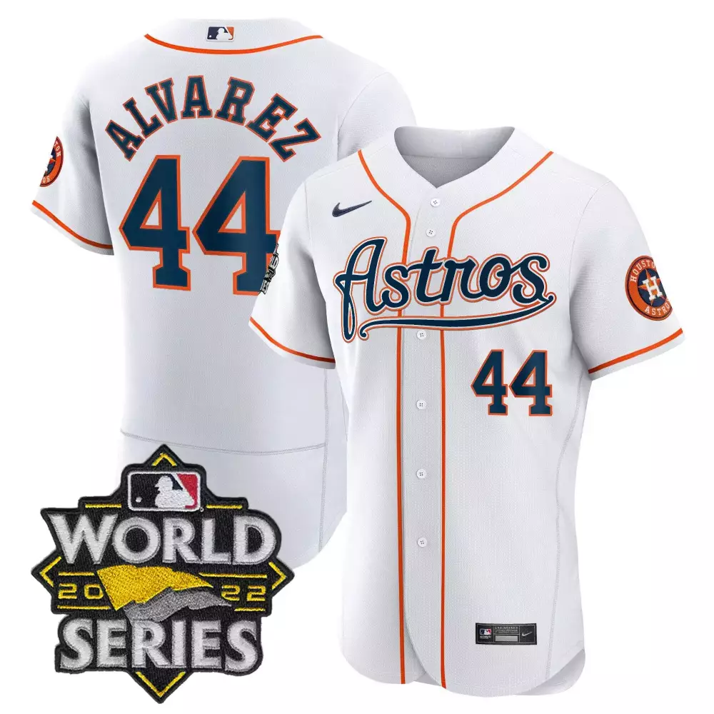 Alex Bregman 44 Astros Jersey White World Series 2022 Men Orange Navy Flex Home Throwback