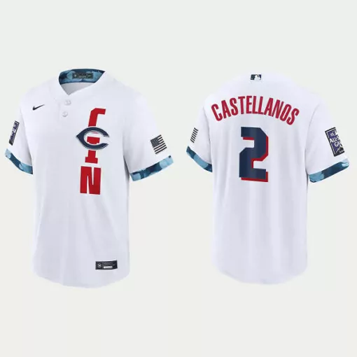 Nick Castellanos 2 Jersey White City Connect Cincinnati Reds American Flag All-star Game