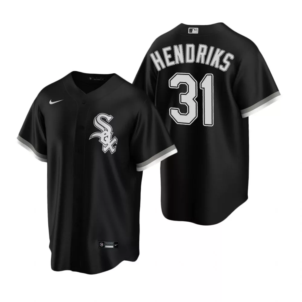 B Hendriks 31 Chicago White Sox Jersey Black Men Silver Alternate