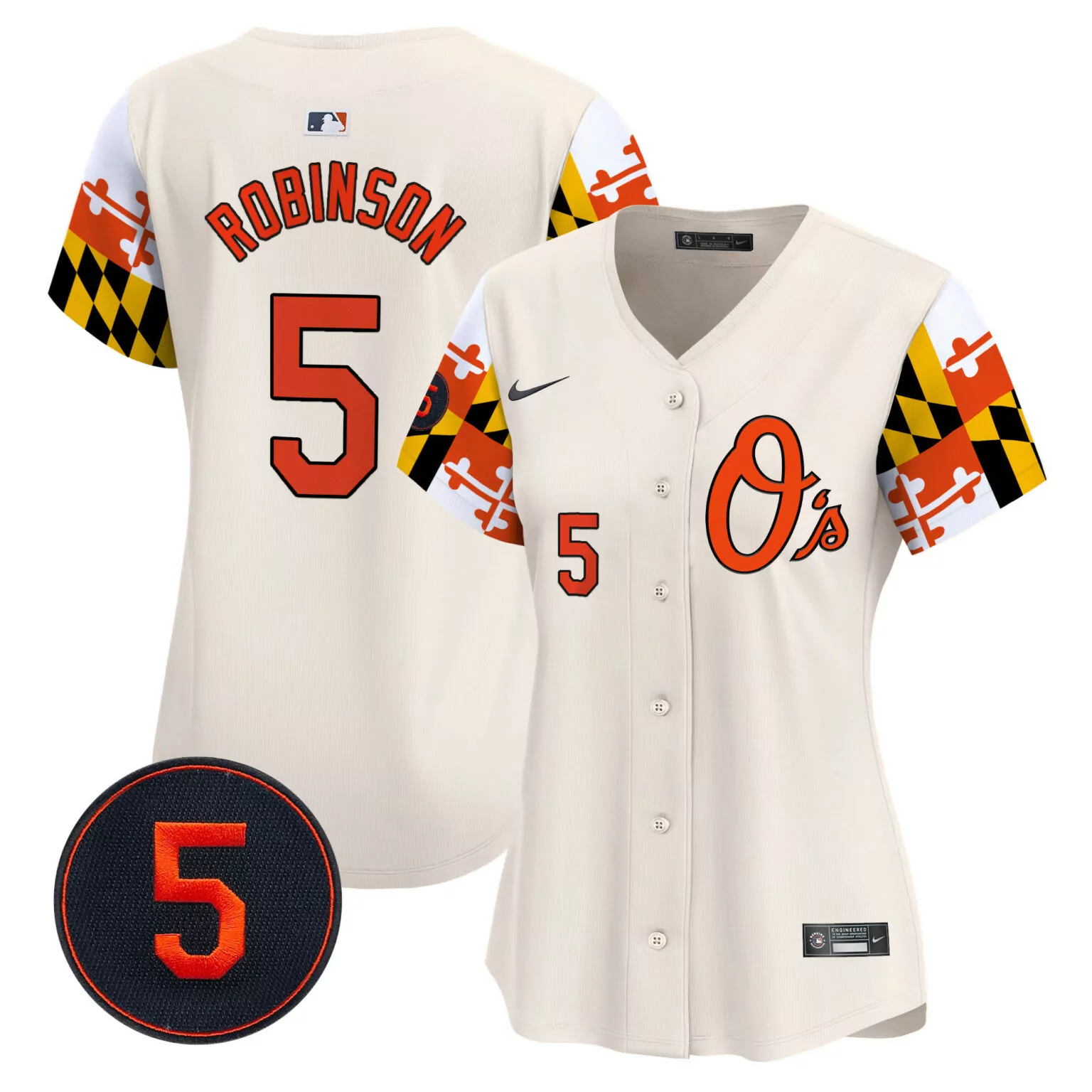 Brooks Robinson 5 Orioles Jersey Cream City Connect Number Women Split Design Orange