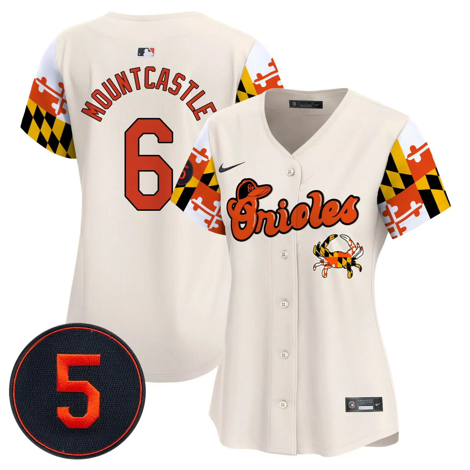Ryan Mountcastle 6 Orioles Jersey Cream City Connect Baltimore Crab 2023 Women Orange