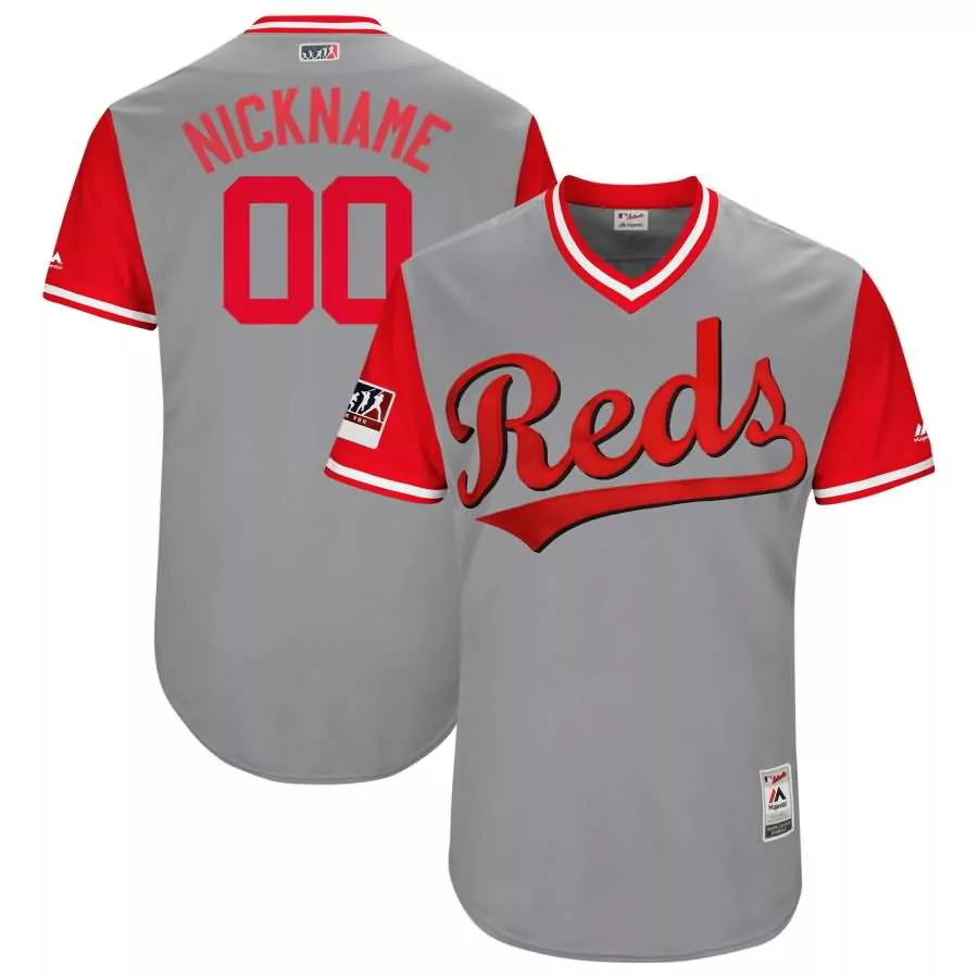 Reds Jersey Gray Majestic Red White Flex Base