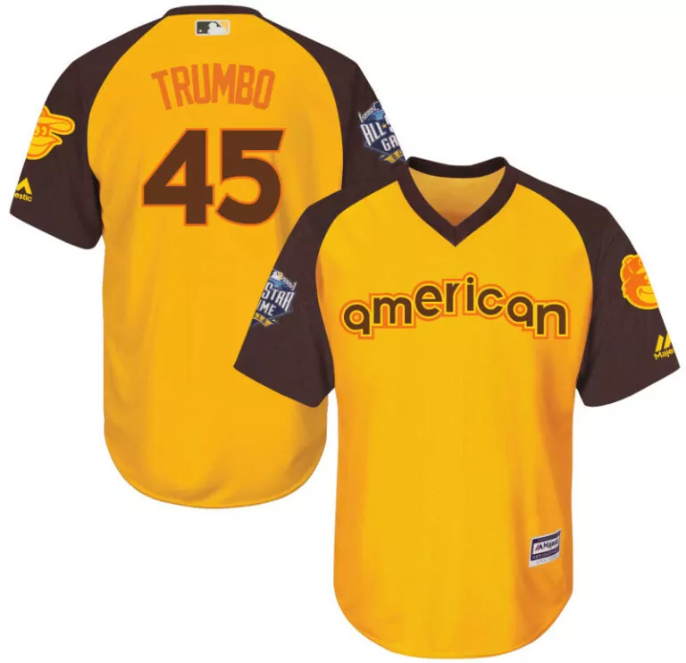 Mark Trumbo 45 American League Jersey Yellow All-star Game Men Brown Cool Base