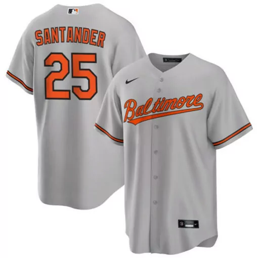 Anthony Santander 25 Orioles Jersey Gray Men Orange Black Cool Base Stitched