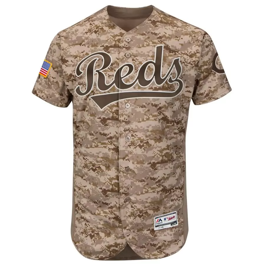 Joey Votto Cincinnati Reds Jersey Tan American Flag Men Custom Design Brown White