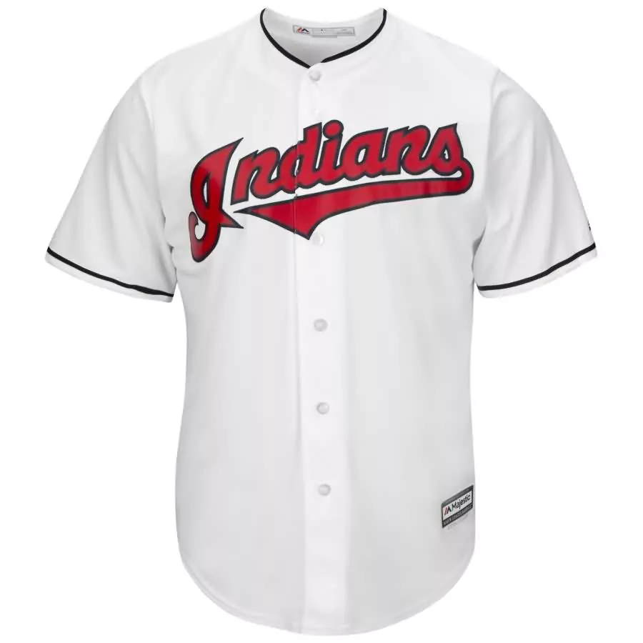 Indians Cleveland Jersey White Red Black Home Official Cool Base Replica