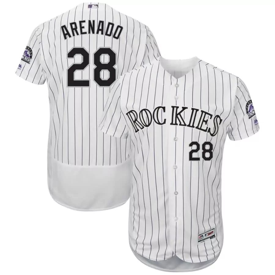 Nolan Arenado 28 Colorado Rockies Jersey White Team Men Black Home Collection Flex