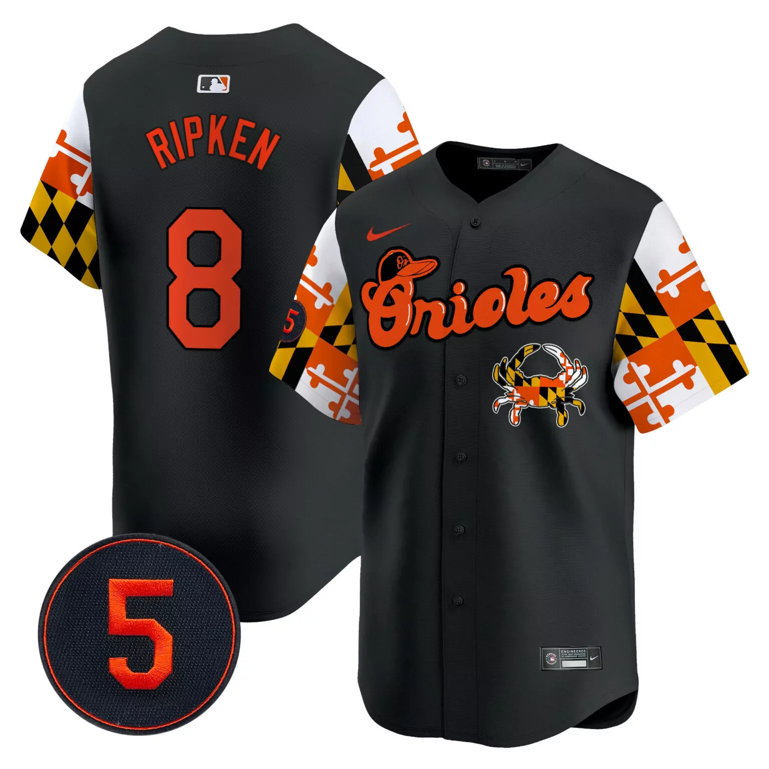 Cal Ripken 8 Baltimore Orioles Jersey Black City Connect "5" Circular 2024 Men Split