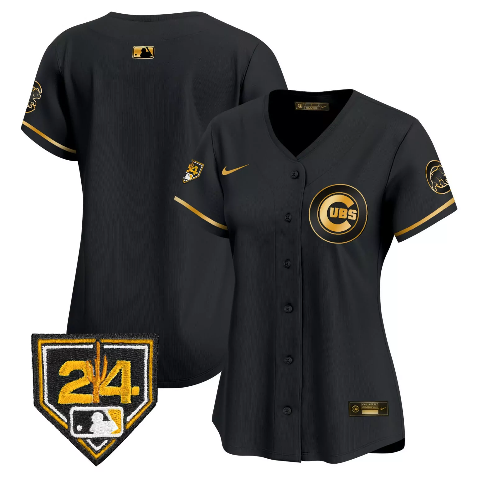 Kris Bryant 24 Chicago Cubs Jersey Black And Gold Men v2 All Stitched