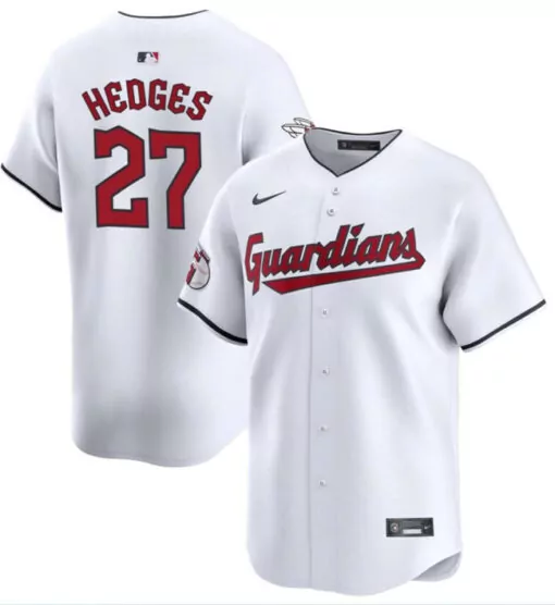 Austin Hedges 27 Guardians Jersey White Men Red Navy Cool Base Stitched
