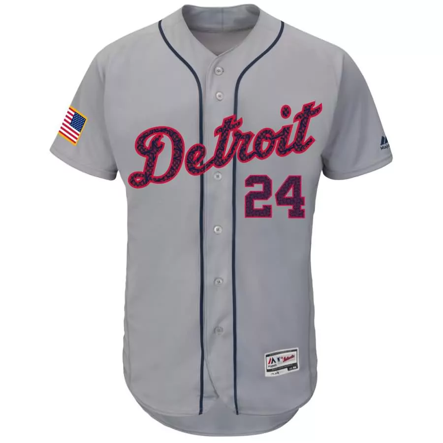 Miguel Cabrera 24 Detroit Tigers Jersey Gray American Flag Men Navy Blue Red Fashion