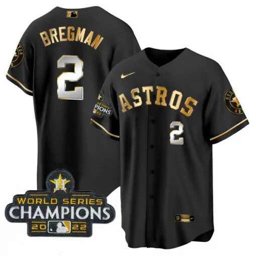 Alex Bregman 2 Astros Jersey Black World Series Champions 2022 Houston Men Gold Silver