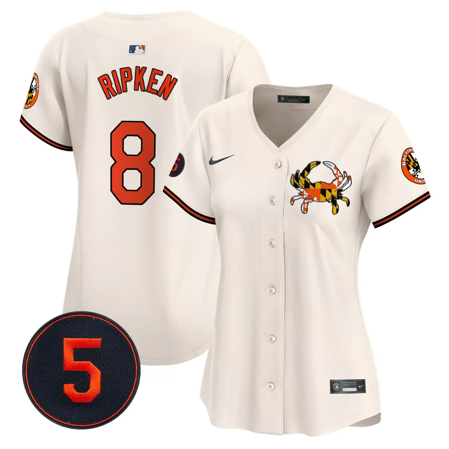 Cal Ripken 8 Baltimore Orioles Jersey Cream City Connect Flag Crab Men Split Design