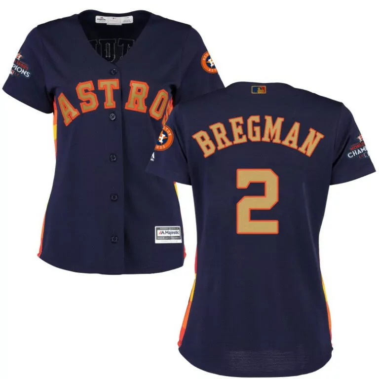 Alex Bregman 2 Astros Jersey Navy World Series Champions Men Orange Yellow Cool Base