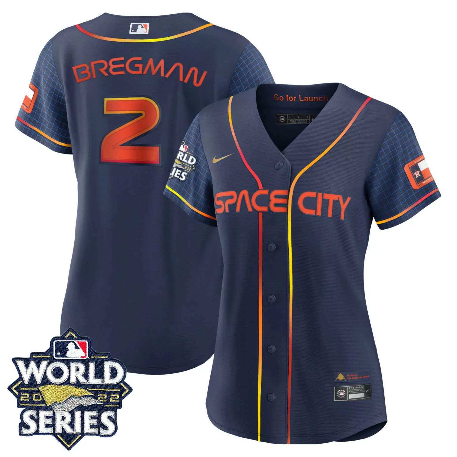 Alex Bregman 2 Houston Astros Jersey Navy Blue Space City World Series 2022 Men Alternate