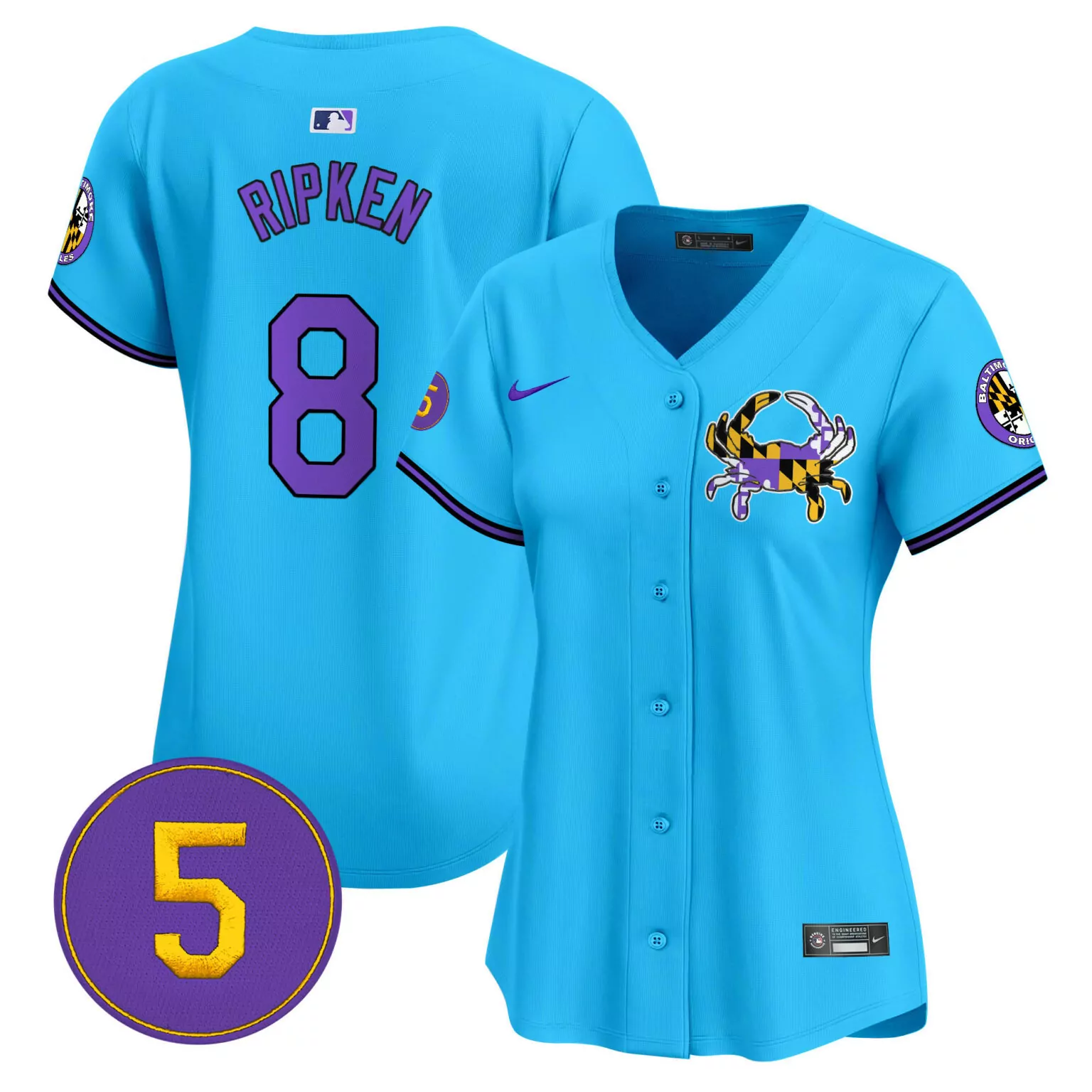 Cal Ripken 8 Baltimore Orioles Jersey Blue City Connect Crab Men Purple Black Yellow