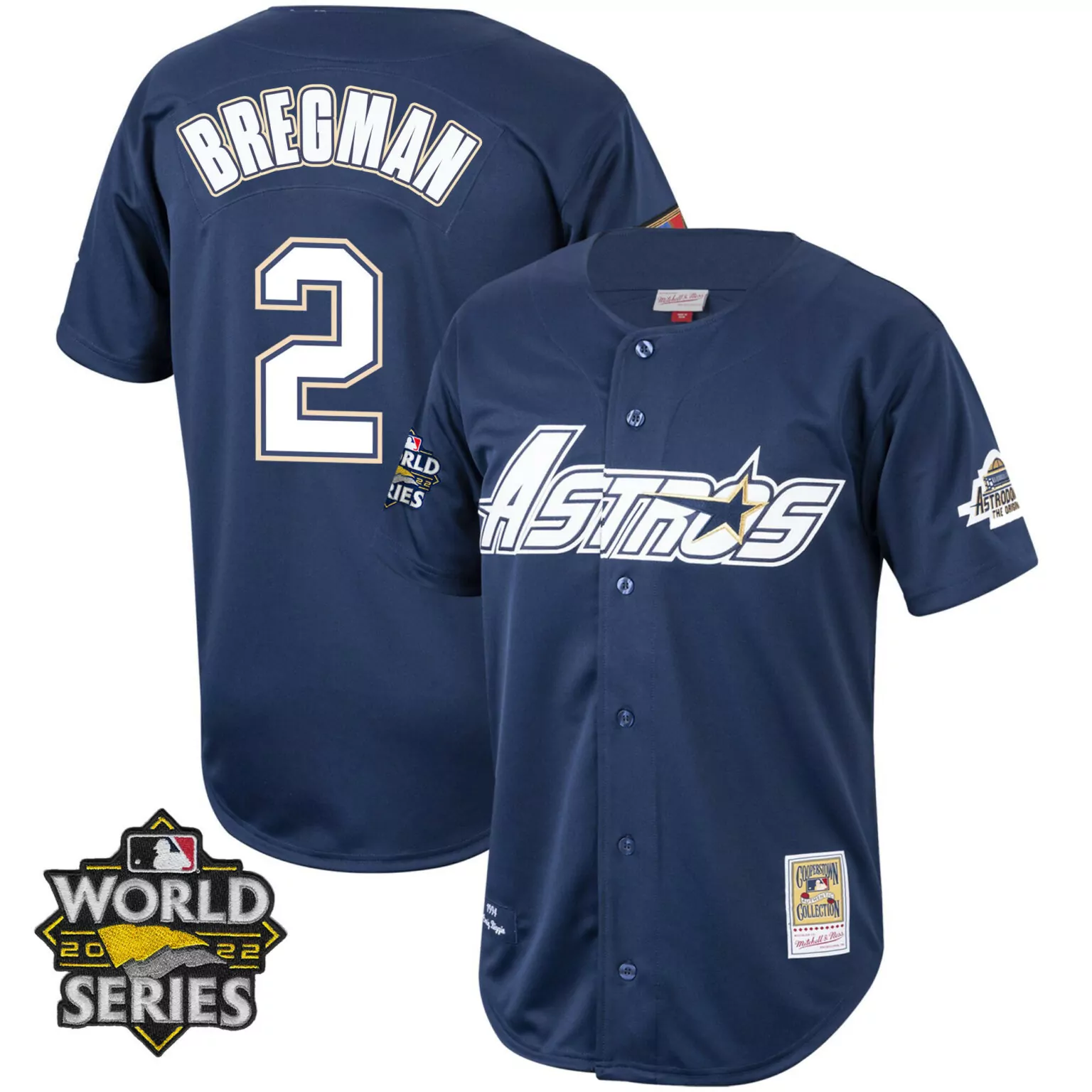 Alex Bregman 2 Astros Jersey Navy World Series 2022 Men White Gold Cooperstown All