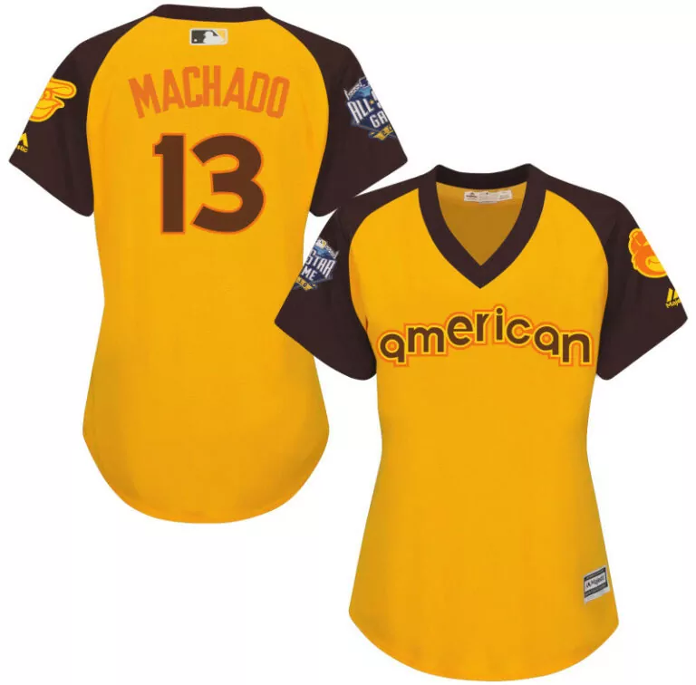 Manny Machado 13 American League Jersey Yellow All-star Game Women Brown Cool Base