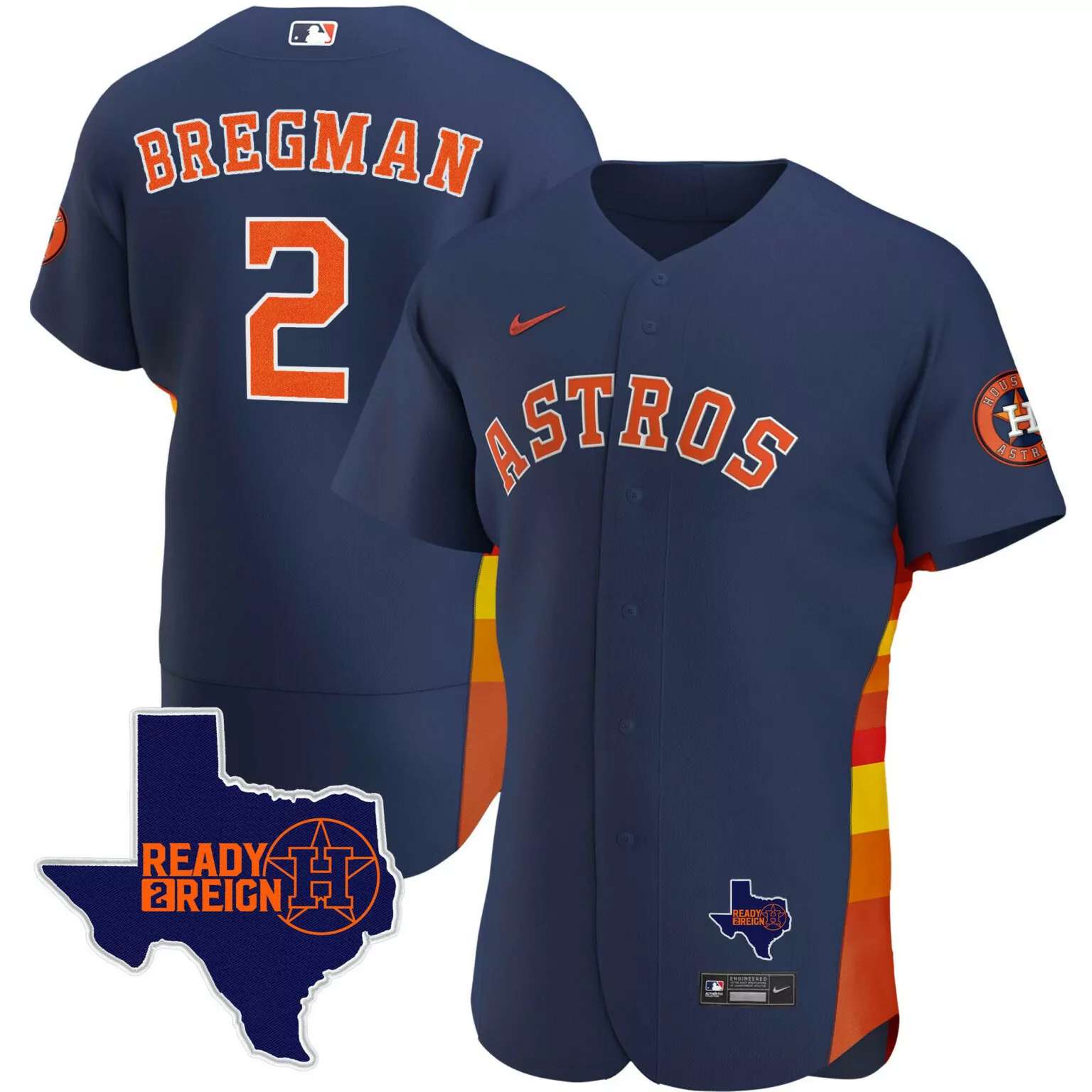 Alex Bregman 2 Astros Jersey Navy City Connect Texas Outline 2023 Men Alternate Split Design