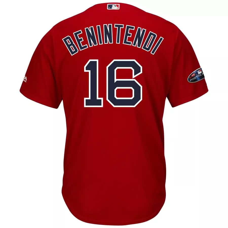 Andrew Benintendi 16 Jersey Red Boston Sox Postseason Men Navy White Alternate Cool