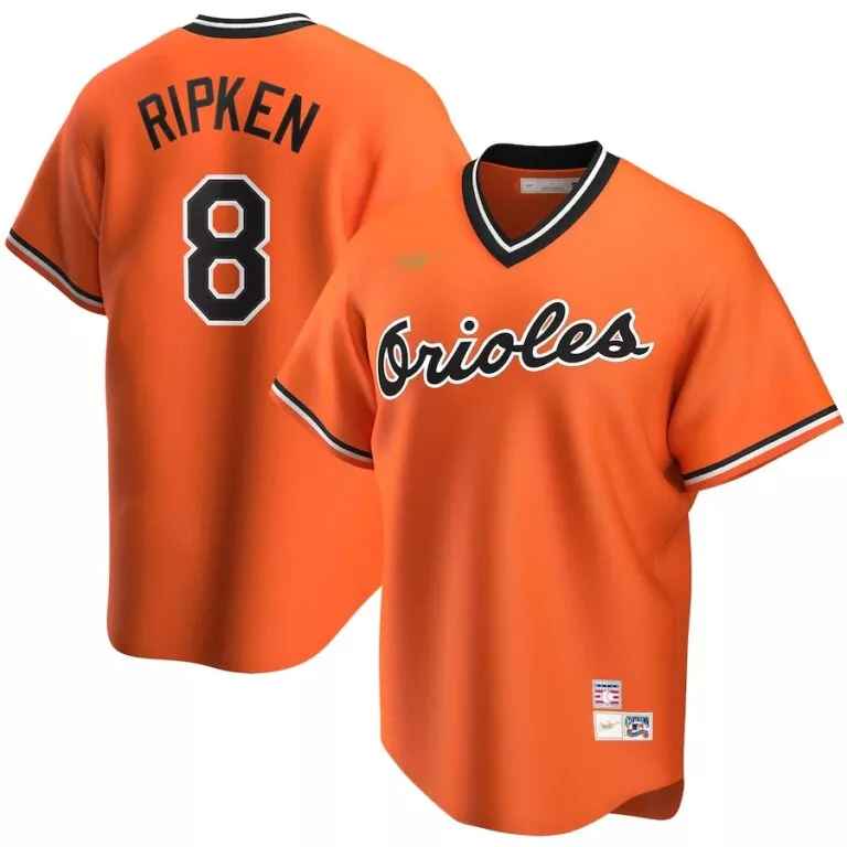 Cal Ripken 8 Orioles Jersey Orange Cooperstown Collection Men Black White Alternate