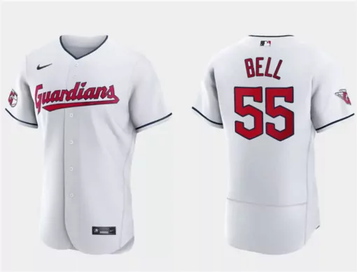 Josh Bell 55 Guardians Jersey White Men Red Navy Flex Base Stitched