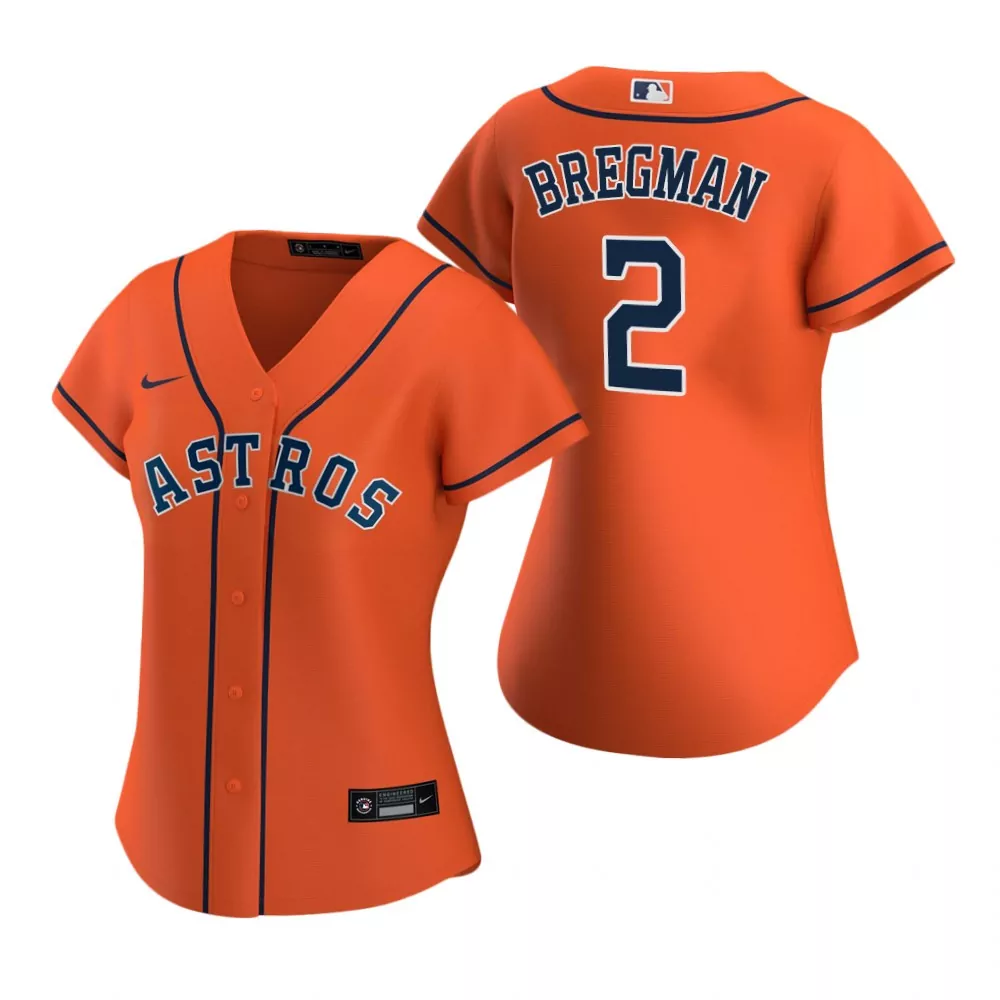 Alex Bregman 2 Astros Jersey Orange Men Navy Blue Alternate