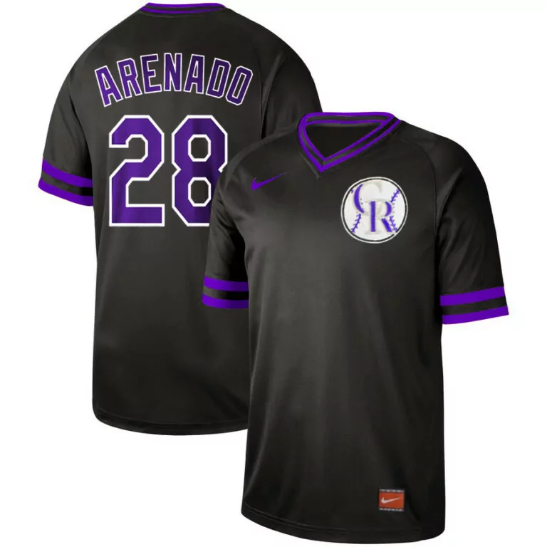 Nolan Arenado 28 Colorado Rockies Jersey Black City Connect Men Purple Cooperstown