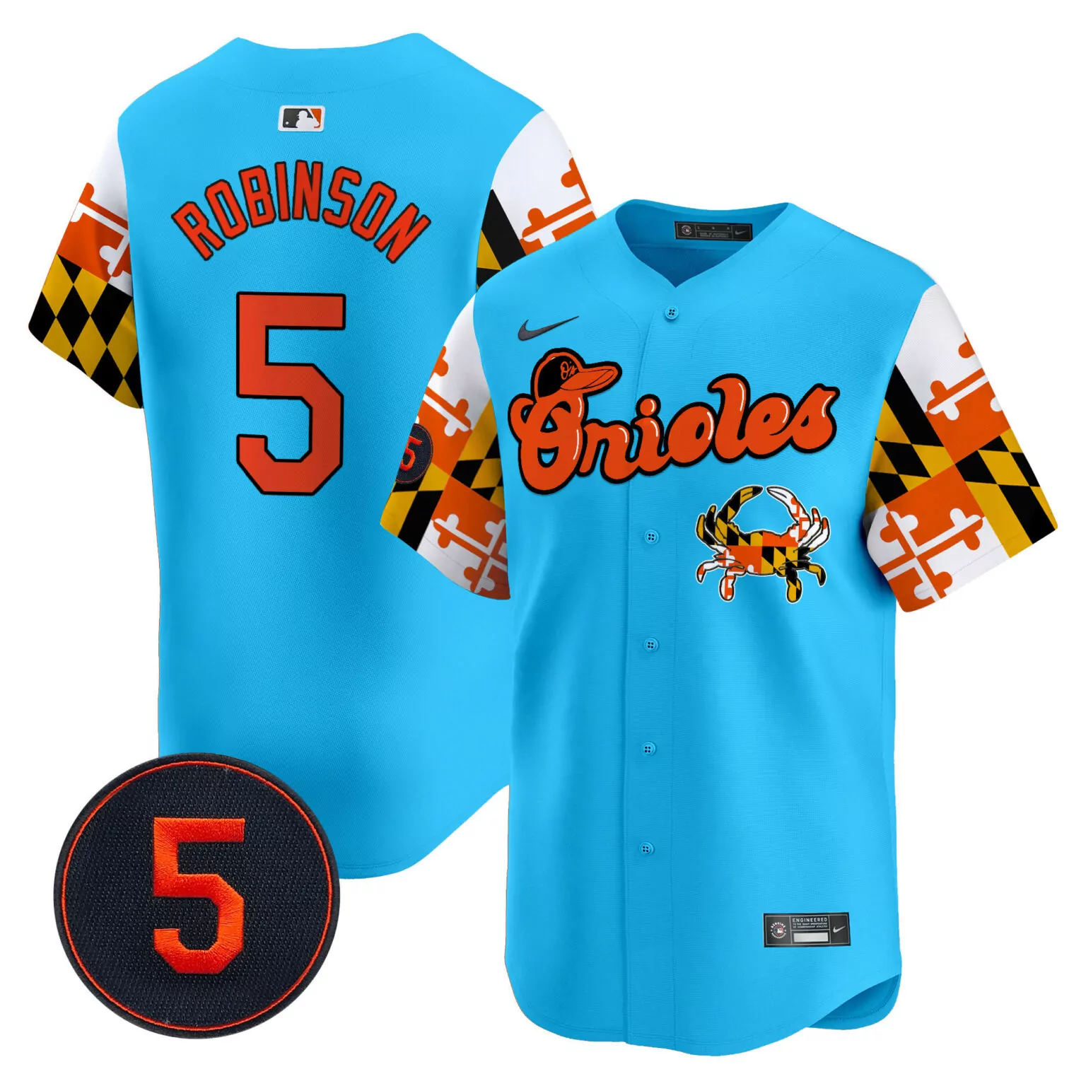 Brooks Robinson 5 Orioles Jersey Blue City Connect Number 2023 Men Alternate Split Design