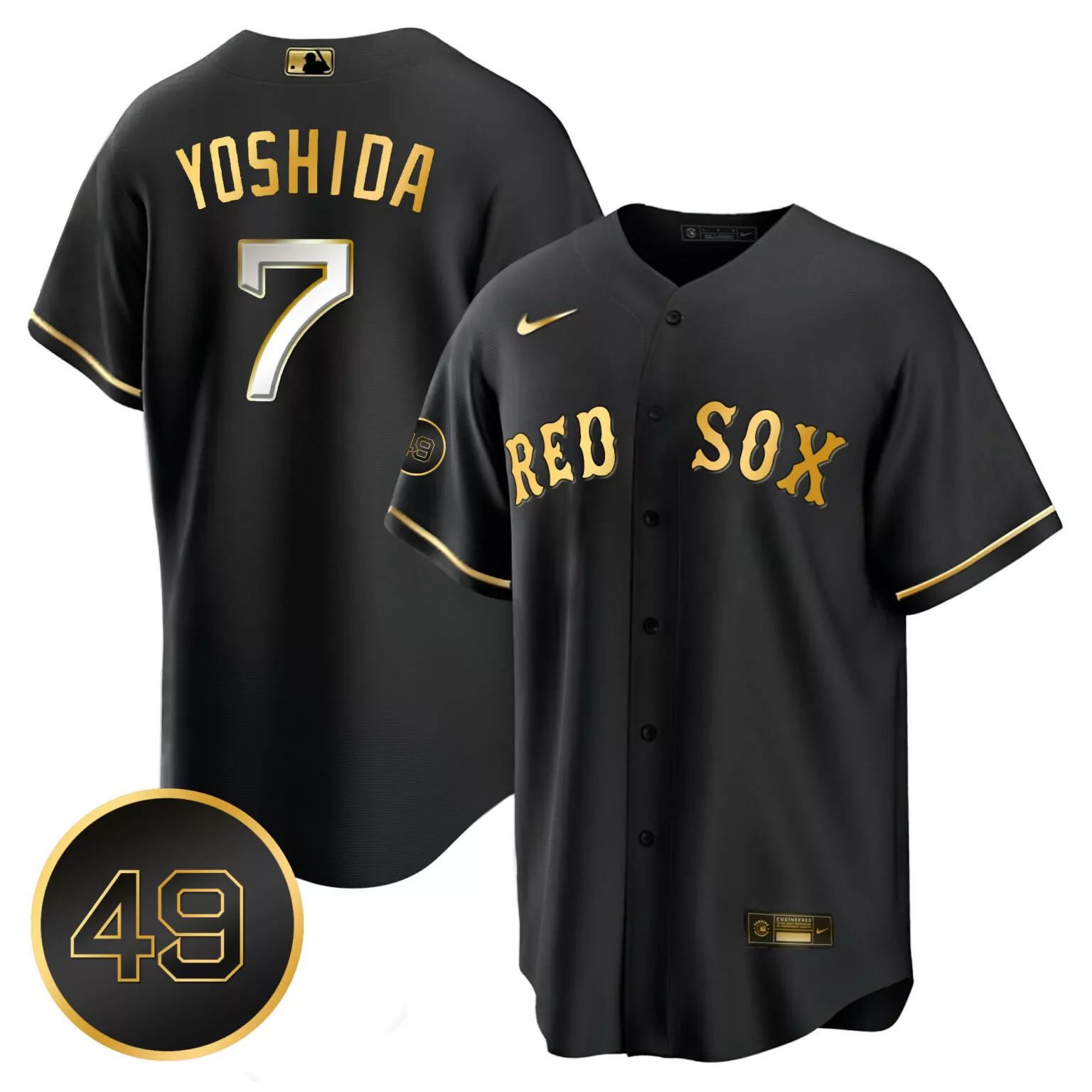 Masataka Yoshida 7 Red Sox Jersey Black Men Gold White All Stitched
