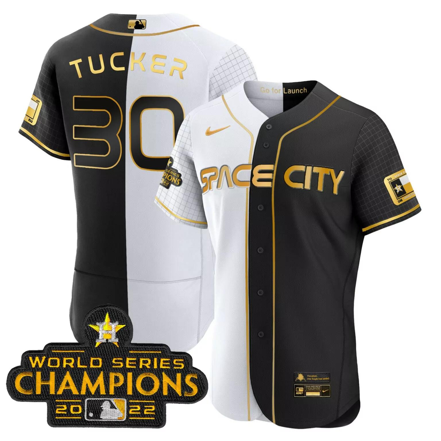 Kyle Tucker 30 Houston Astros Jersey Black World Series Champions 2022 Men Split