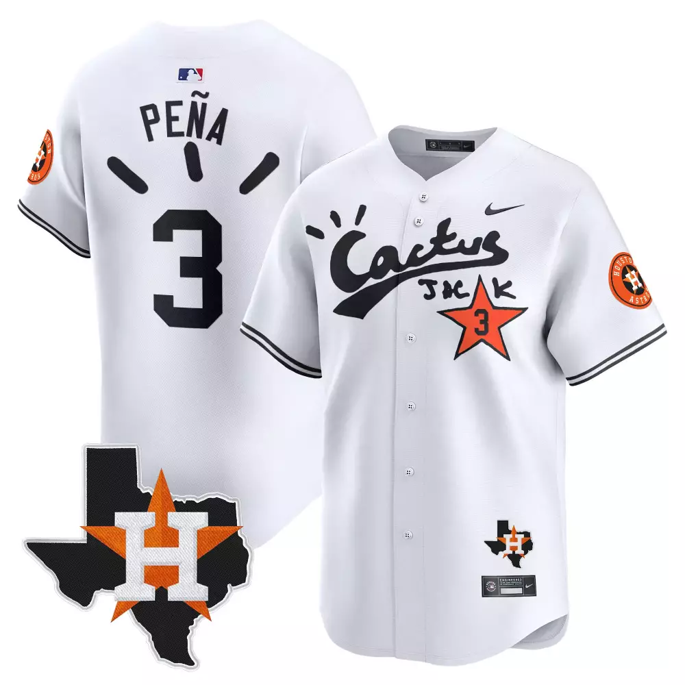Jeremy Pena 3 Houston Astros Jersey White Cactus Jack Star Texas Shape Men Black