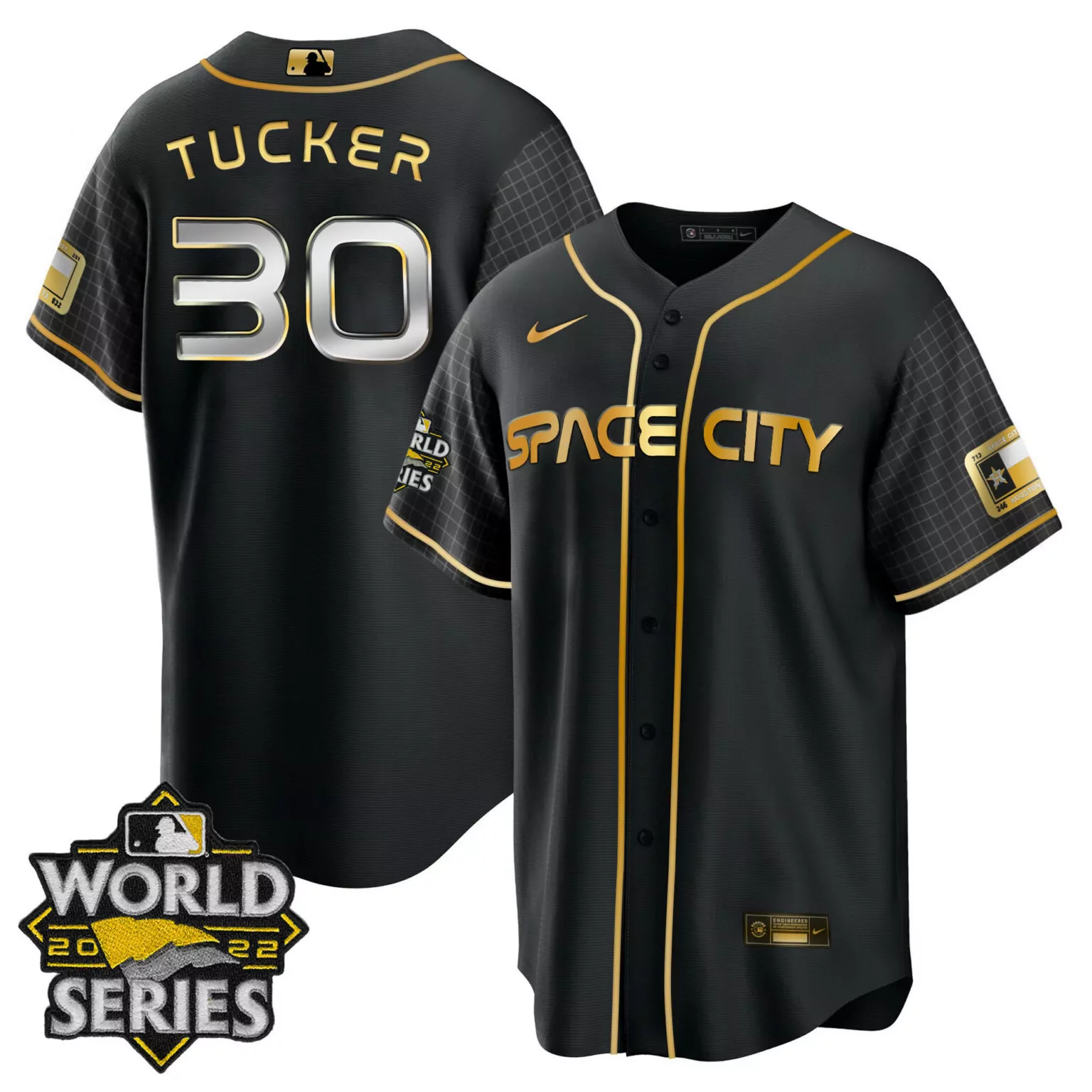 Kyle Tucker 30 Houston Astros Jersey Black City Connect 2022 World Series Men Gold