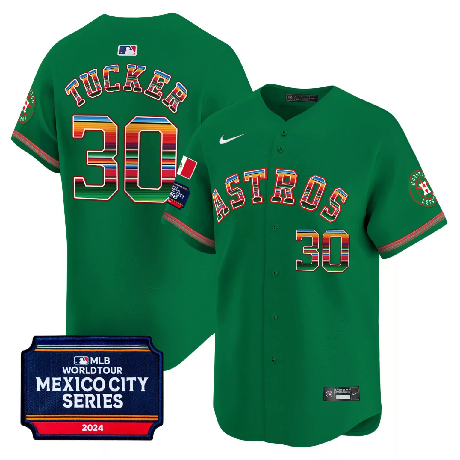 Kyle Tucker 30 Astros Jersey Green Men Custom Design Red Yellow Blue Orange White