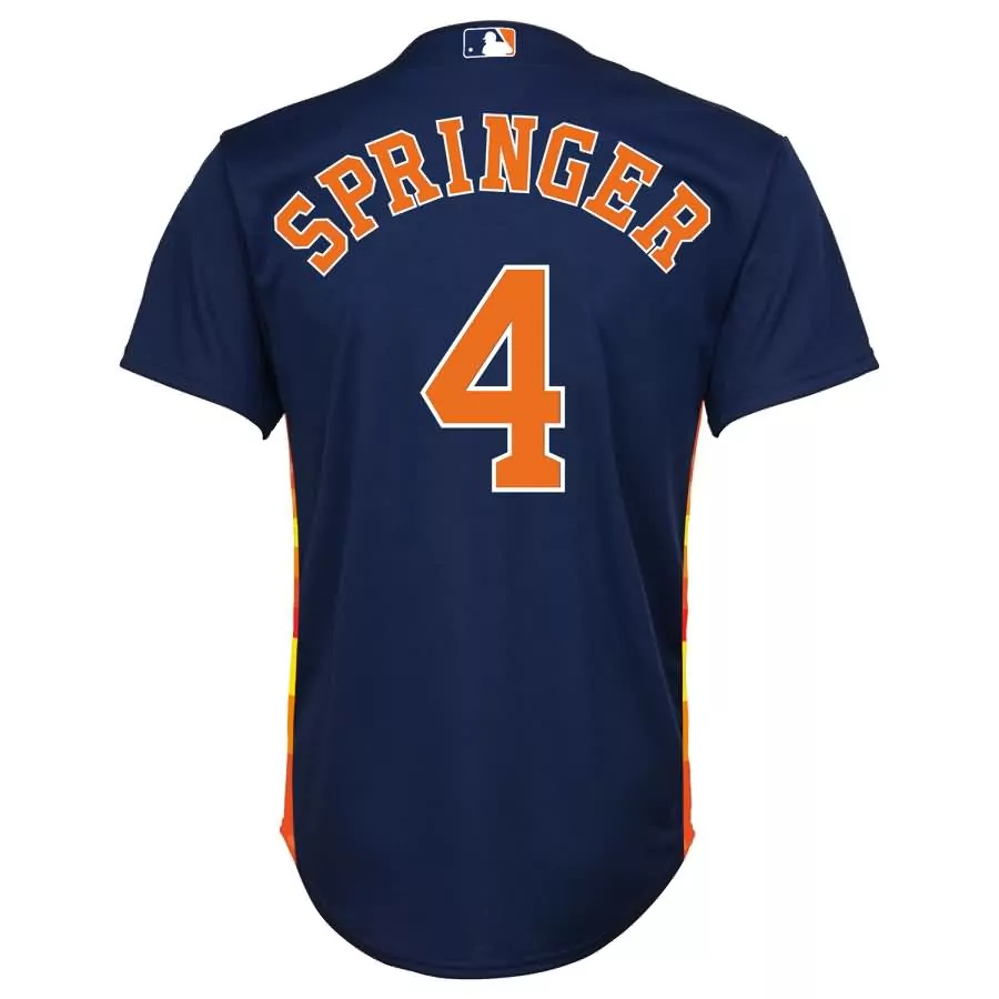 George Springer 4 Houston Astros Jersey Navy Men Orange Yellow Alternate Official
