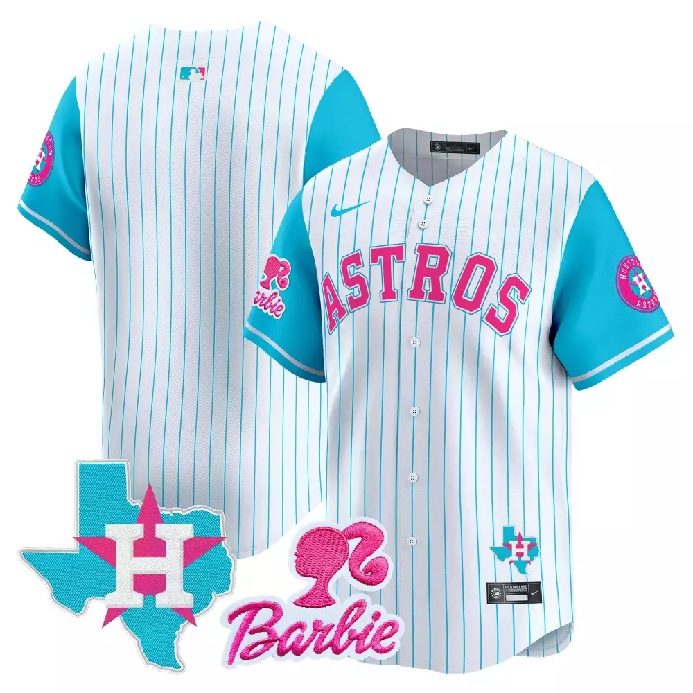 Kyle Tucker Houston Astros Jersey White Barbie Texas Silhouette 2023 Men Pinstripe