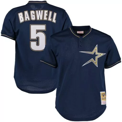 Jeff Bagwell 5 Houston Astros Jersey Navy Mitchell Ness Men Gold White Cooperstown
