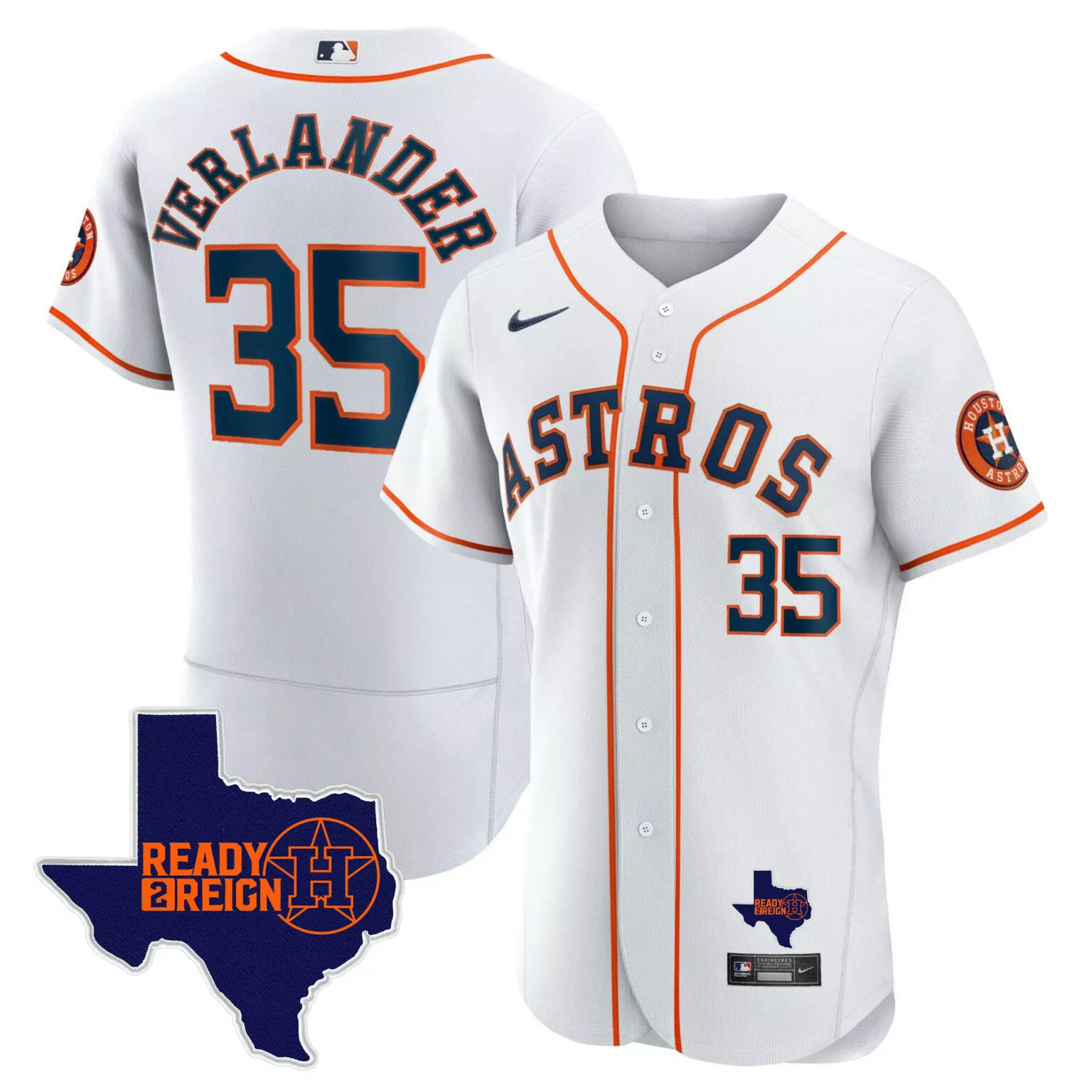 Justin Verlander 35 Jersey White Ready 2 Reign Houston Astros Men Orange Navy Blue