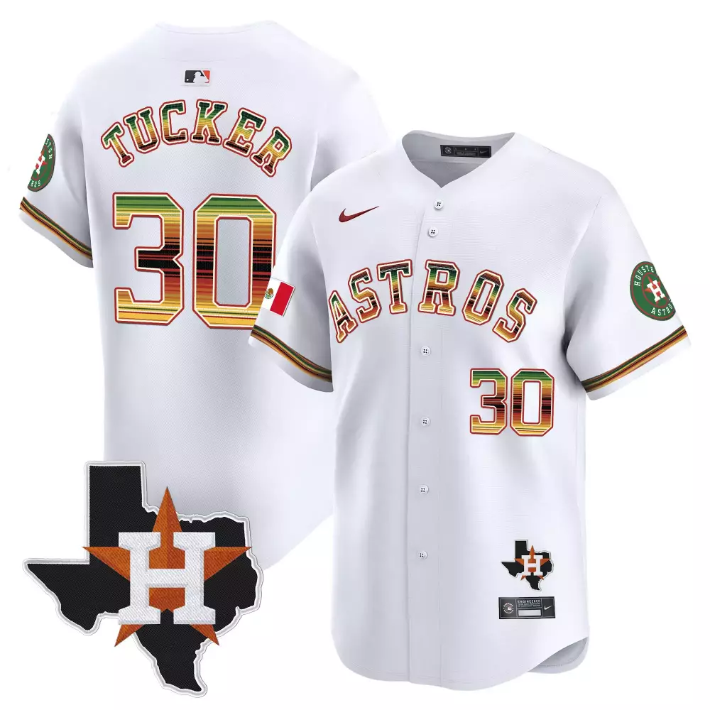 Kyle Tucker 30 Astros Jersey White Hispanic Heritage Month Mexico Flag Houston Texas