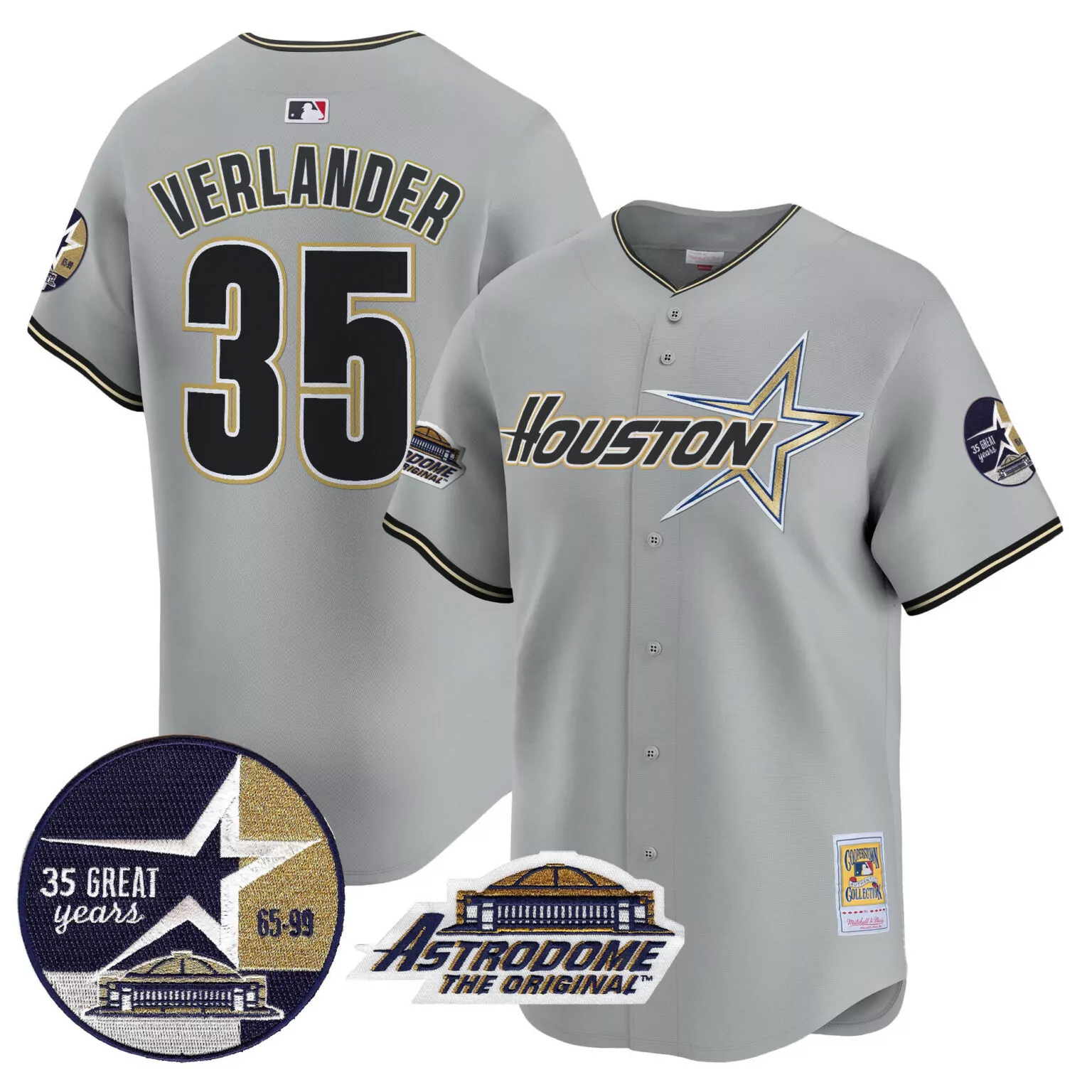 Justin Verlander 35 Jersey Gray Astrodome Houston Astros Great Years 65-99 Original